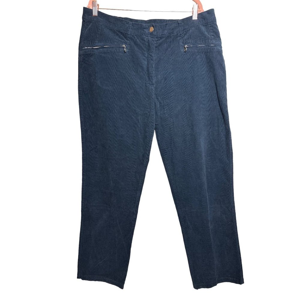 Ulla Popken Womens Navy Blue Corduroy Straight Tapered Pant Size 20 Real pockets